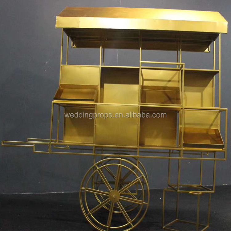 Custom decorate white metal carts design outdoor flower cart display candy carts for shopping mall