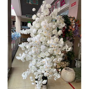 Wholesale Large Flower Arches Piece White Silk Artificial Flower Panel For Wedding Arch