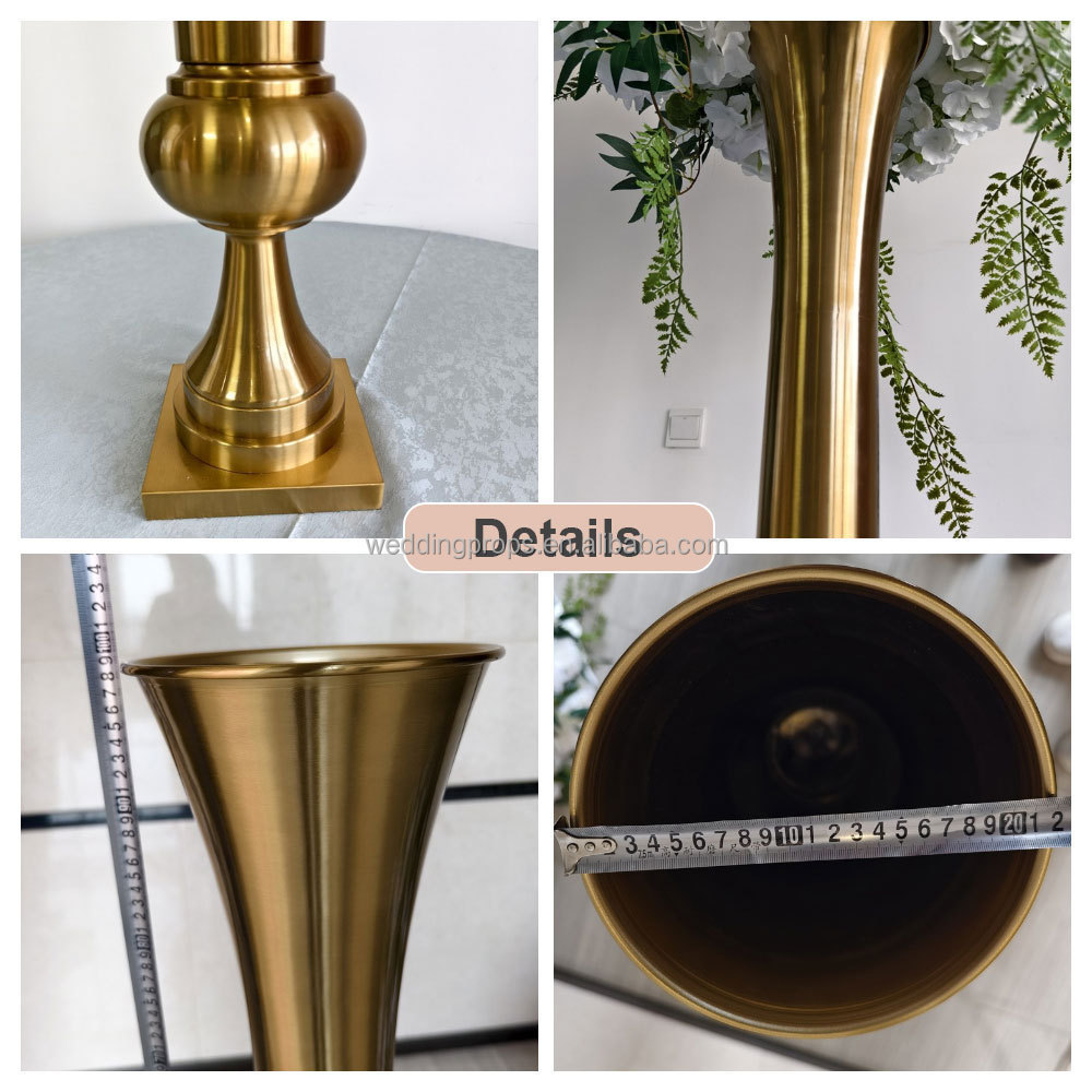 New Arrivals gold metal large flower vase stand wedding prop flower stand center piece flower vase stand