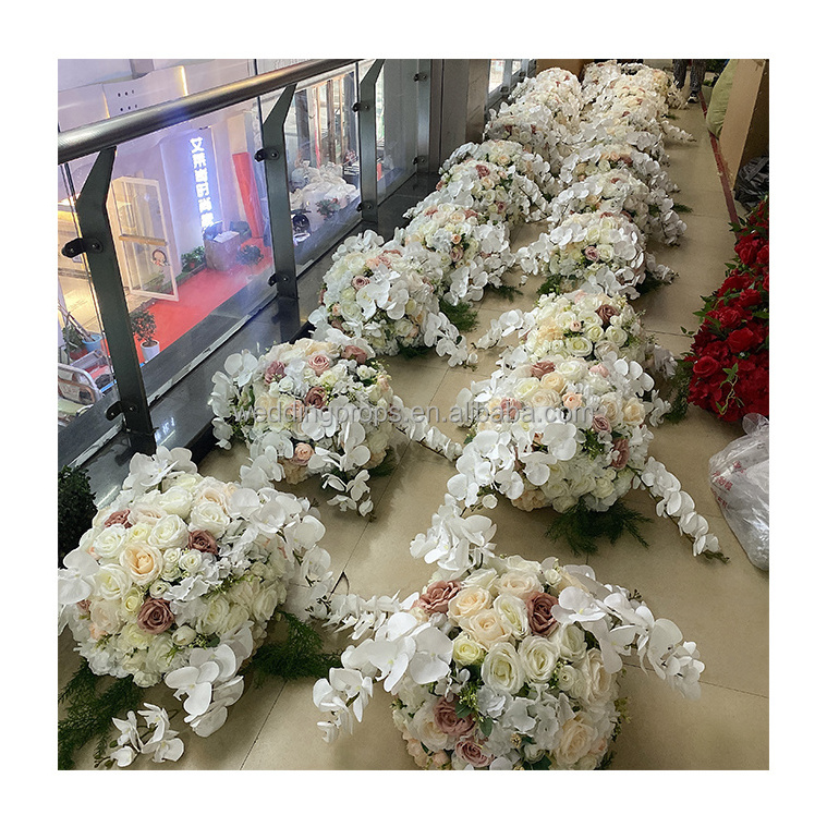 A01-045 wedding handmade artificial kissing ball flower centerpieces ball white orchid  flower ball for wedding