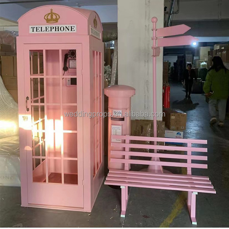 Hot sale Black London Telephone Booth model for outdoor decoration