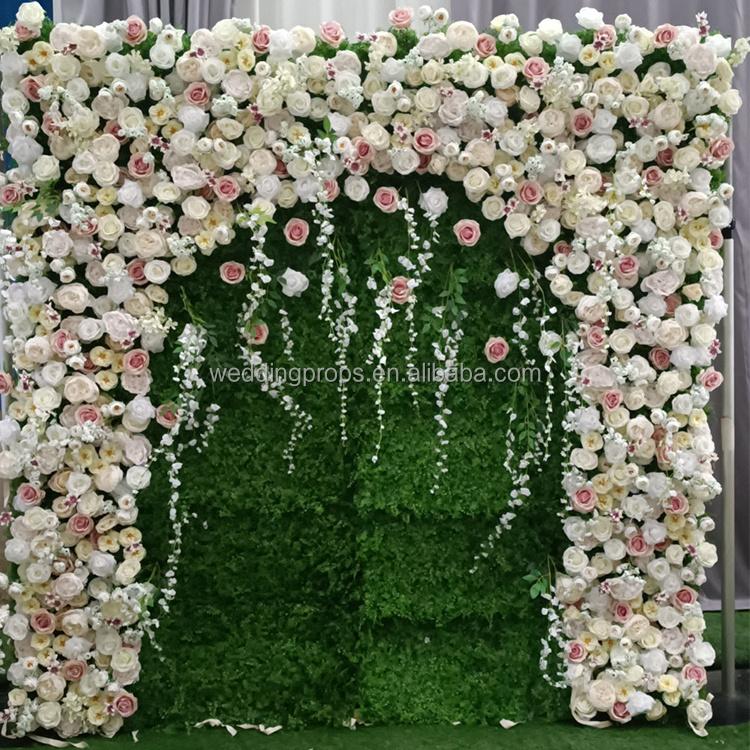 Artificial flower for wall decoration 3d flower wall backdrop custom wholesale price artificial silk flower wall