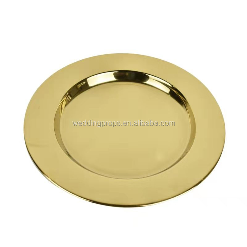 Luxury gold dishes stainless steel charger plate for wedding party