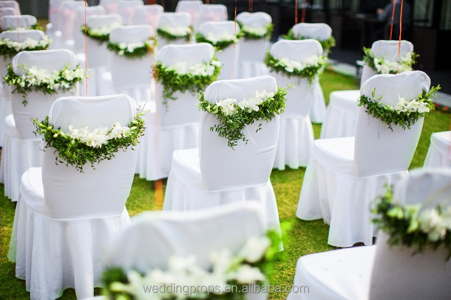 Cheap church wedding chair cover in white ruffled chair cover