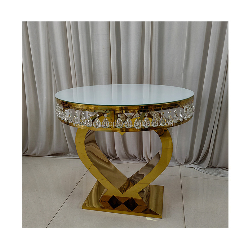 New design  wedding furniture cake table golden stainless steel bridal table for wedding dining decoration