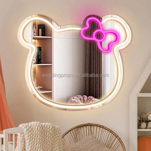 New Design Mirror Led Light Girls' Room Decorative Lights Hello Kitty Vanity Mirror Neon Mirror Custom