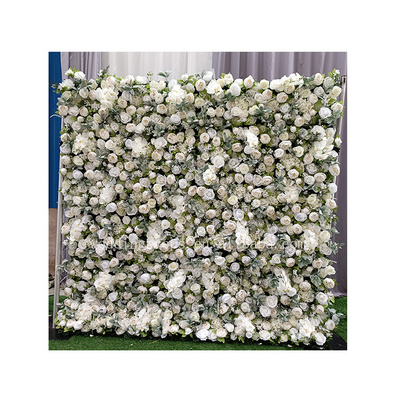 High Quality Valentine's Day Artificial Flower Wall White And Green Flower Wall For Wedding Stage Decoration