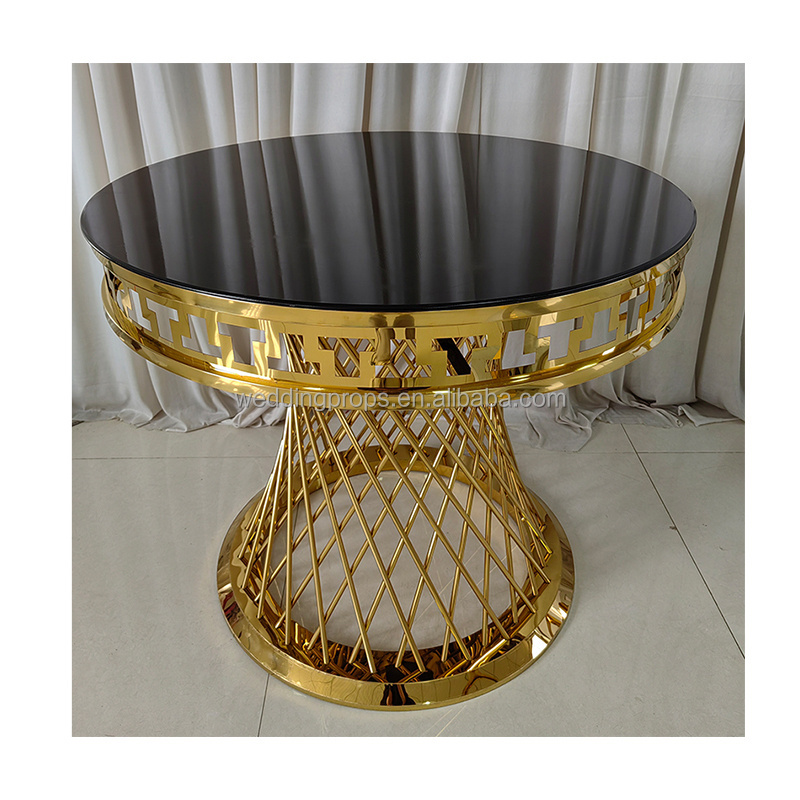 New design  wedding furniture cake table golden stainless steel bridal table for wedding dining decoration