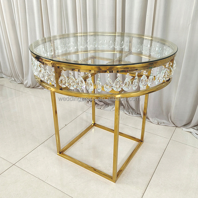 New design  wedding furniture cake table golden stainless steel bridal table for wedding dining decoration