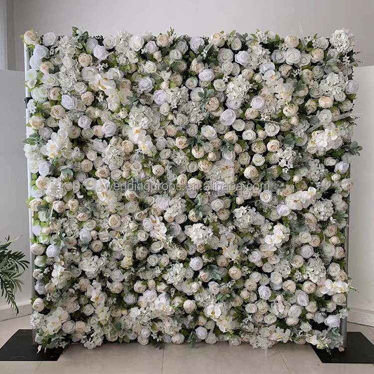 Wedding Roll Up Flower Wall Backdrop With Wedding Backdrop Stands