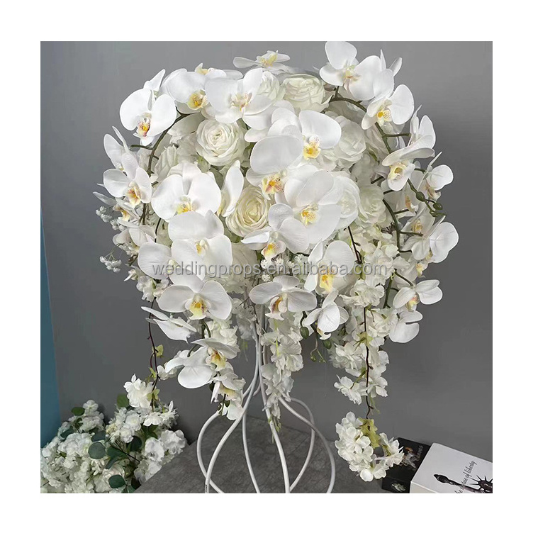 A01-045 wedding handmade artificial kissing ball flower centerpieces ball white orchid  flower ball for wedding