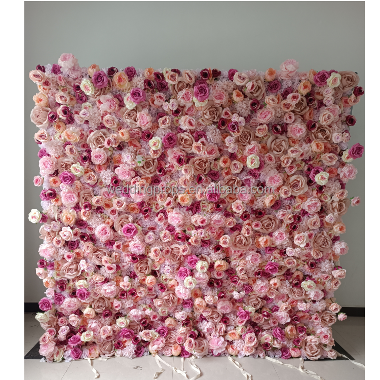 3d 5d pink artificial floral backdrop flower wall event decoration for wedding event decoration