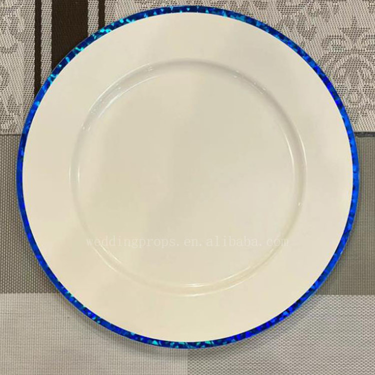 Top Quality Wedding Table Decoration Plate Plastic Clear Charger Plate With Gold Rim Dinner Plate For Wedding And Events