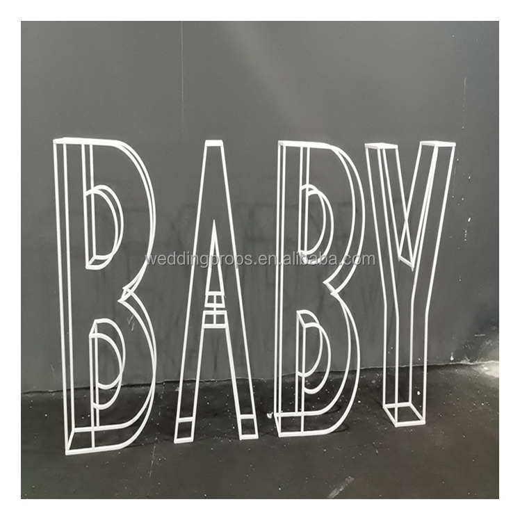 Customized Giant Gold Metal Baby Balloon Stand Wire Letters For Wedding Decor