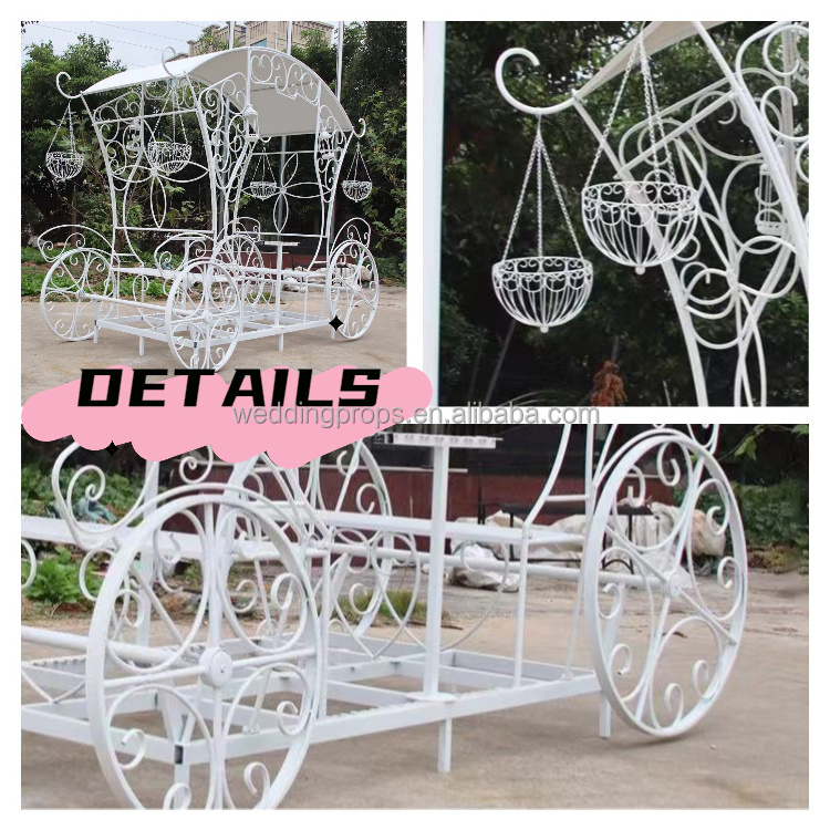 2024 Latest Models Iron Metal Carriage Cart Wedding Decoration Cinderella Pumpkin carriage For Wedding