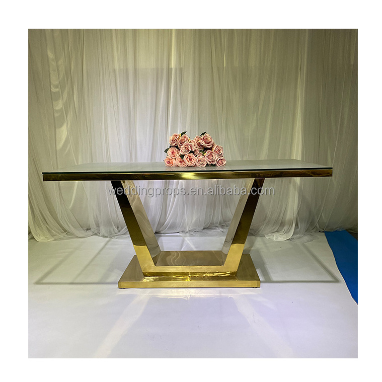 Wedding events decoration gold stainless steel high leg cocktail bar table