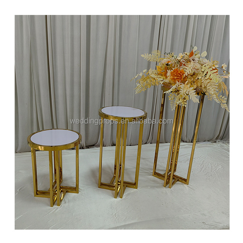 Wedding stainless steel glass metal stand fower table for wedding party