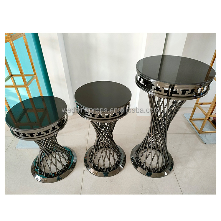 Wedding stainless steel glass metal stand fower table for wedding party