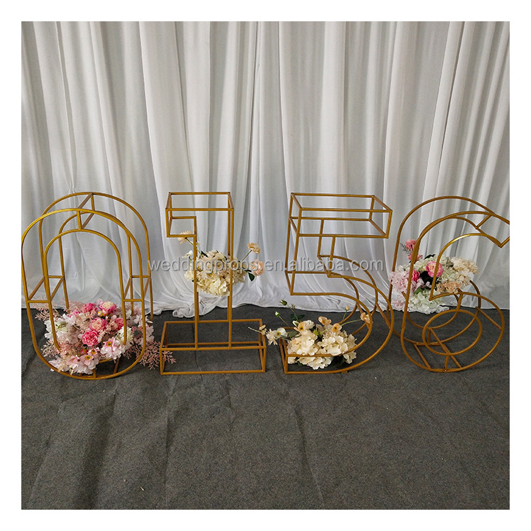 Customized Giant Gold Metal Baby Balloon Stand Wire Letters For Wedding Decor