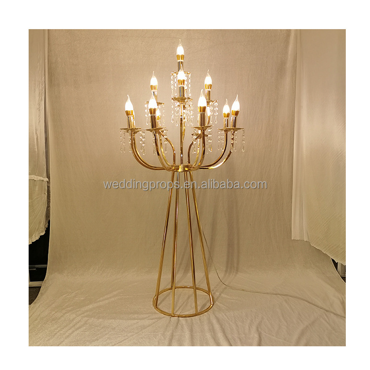 13 Arms Gold candelabra table centerpieces Metal Led Candle Holder Table Centerpiece For Wedding Party Decoration