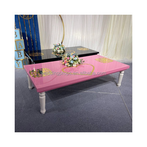 Modern Rectangular Black Pink Color Square Acrylic PVC Round Kids Party Table And Chair Set for Wedding