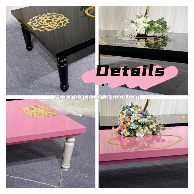 Modern Rectangular Black Pink Color Square Acrylic PVC Round Kids Party Table And Chair Set for Wedding