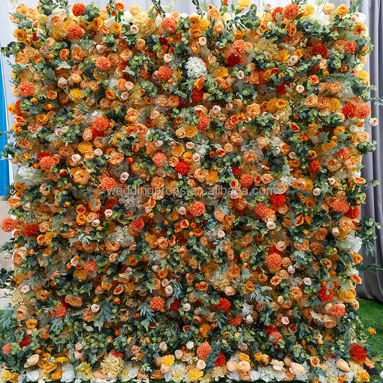 Artificial flower for wall decoration 3d flower wall backdrop custom wholesale price artificial silk flower wall