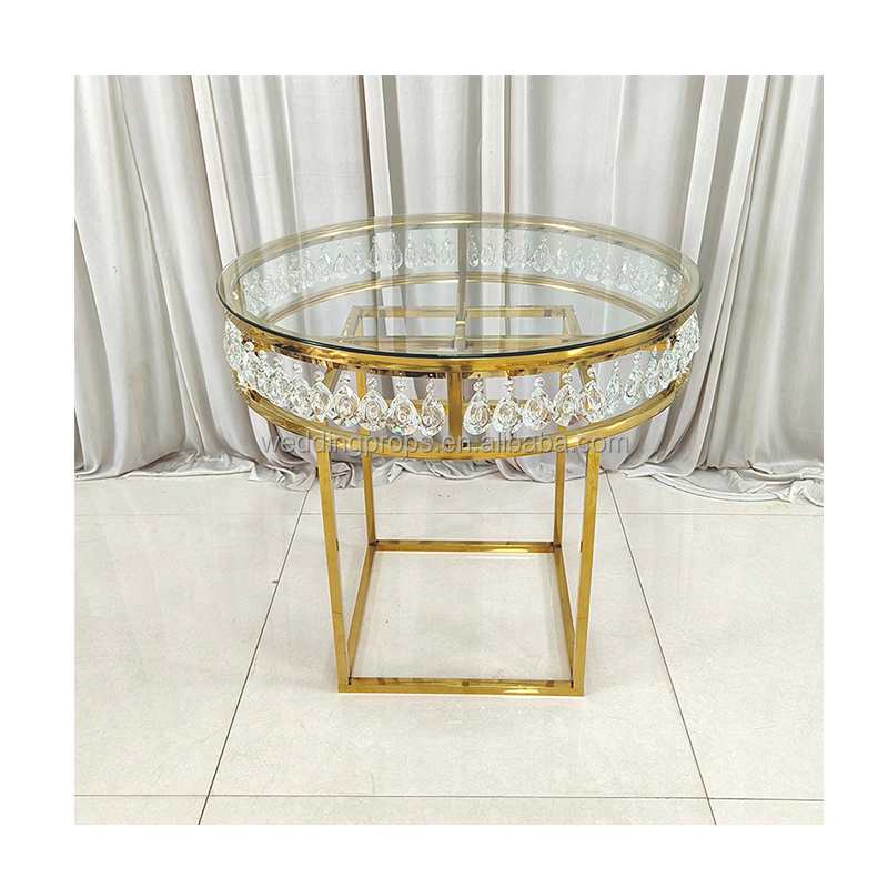 New design  wedding furniture cake table golden stainless steel bridal table for wedding dining decoration