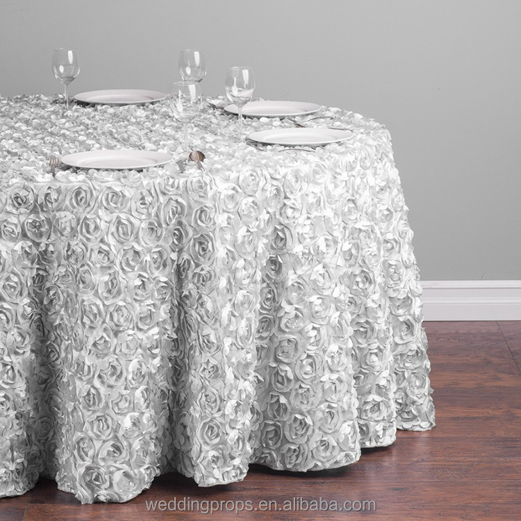 Event And Party Supplies Fashion Round Rectangle Rossete Satin Damask Silver Tablecloth Table Linens Table Runner Table Cloth