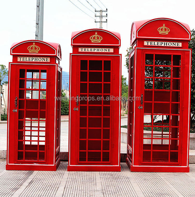 Hot Sell Classical Public Steel Cast Iron Red Telephone Booth Antique Telephone Booth