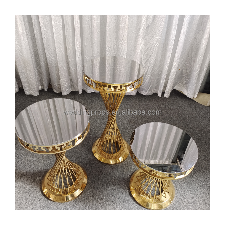 Wedding stainless steel glass metal stand fower table for wedding party