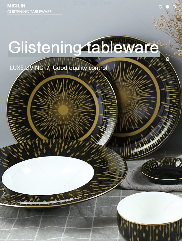 modern wedding and party decoration glittering luxury tableware series gold rim cheap charger plates for restaurant