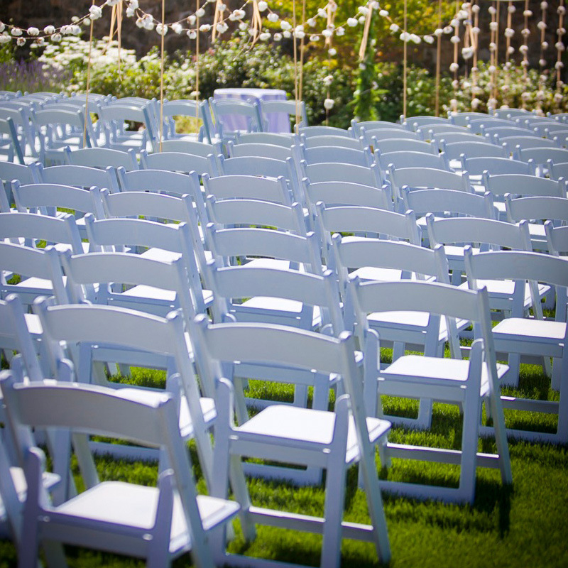 Wedding Party Event Garden Furniture Manufacturer Supplies Outdoor Folding White Plastic Chair Lightweight Foldable Resin Chairs