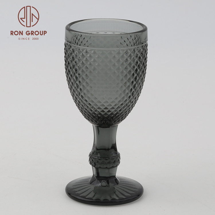 Wholesale Custom Logo 50ml Wedding Banquet Party Drinkware Vintage Shot Glasses Red Wine Liquor Champagne Glass Cup Amber Goblet