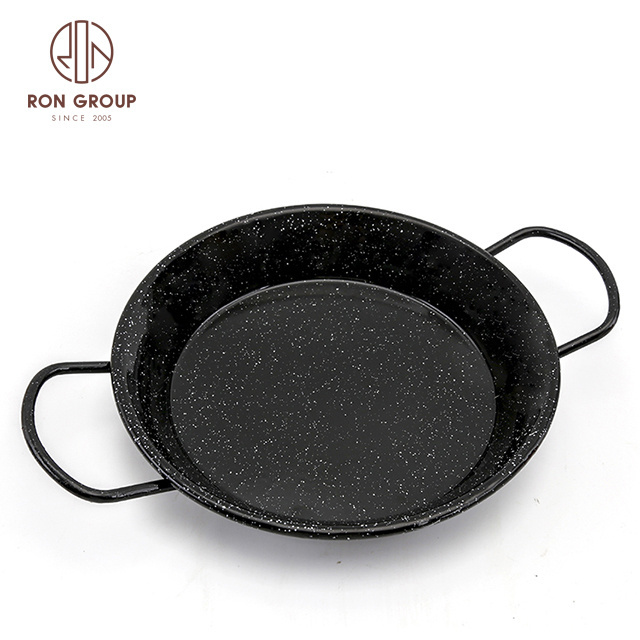 Hot Sale Restaurant Traditional Round Shape Nonstick Skillet Black Camping Pan Set Cast Iron Cookware with Two Curved Handles