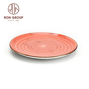 China manufacture cheap printed gold rim unbreakable porcelain catering ceramic dinner plates set for restaurant