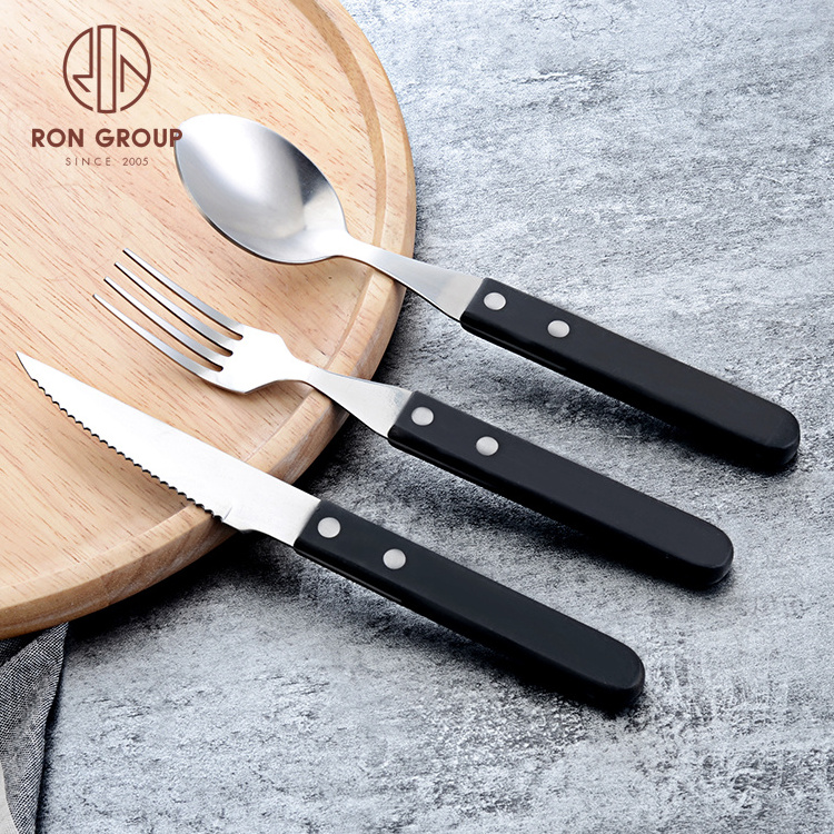 Italy Korea wedding flatware set stainless steel wooden handle knife fork cutlery set