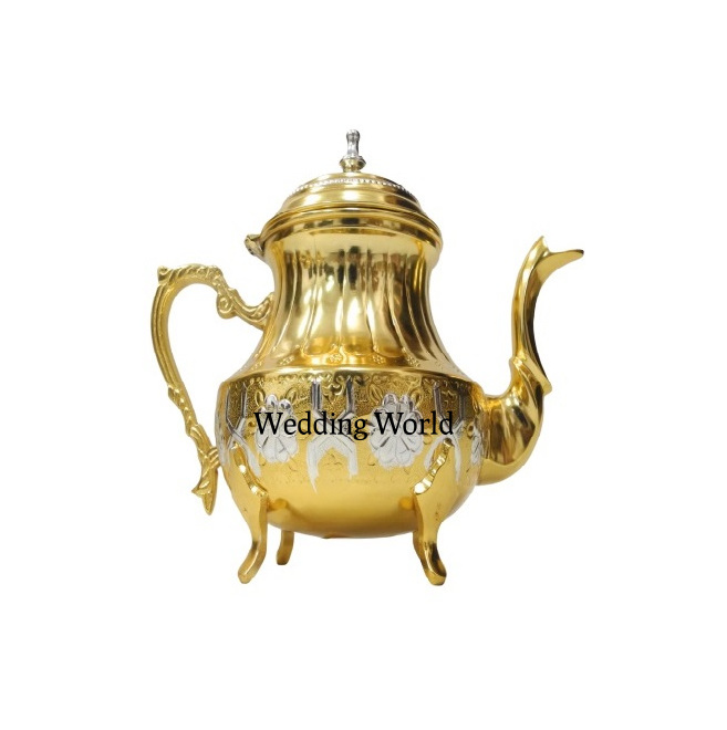 Handmade Brass Moroccan Teapot With Gold Finishing  Modern Style Indian  Brass Coffee & Tea Pot Manufacturer From India