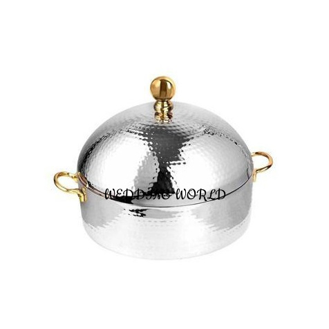 Large Stainless Steel Serving Casserole Restaurant Supplies Handmade Hot Pot Round Shape Luxury Serving Food Warmer From India