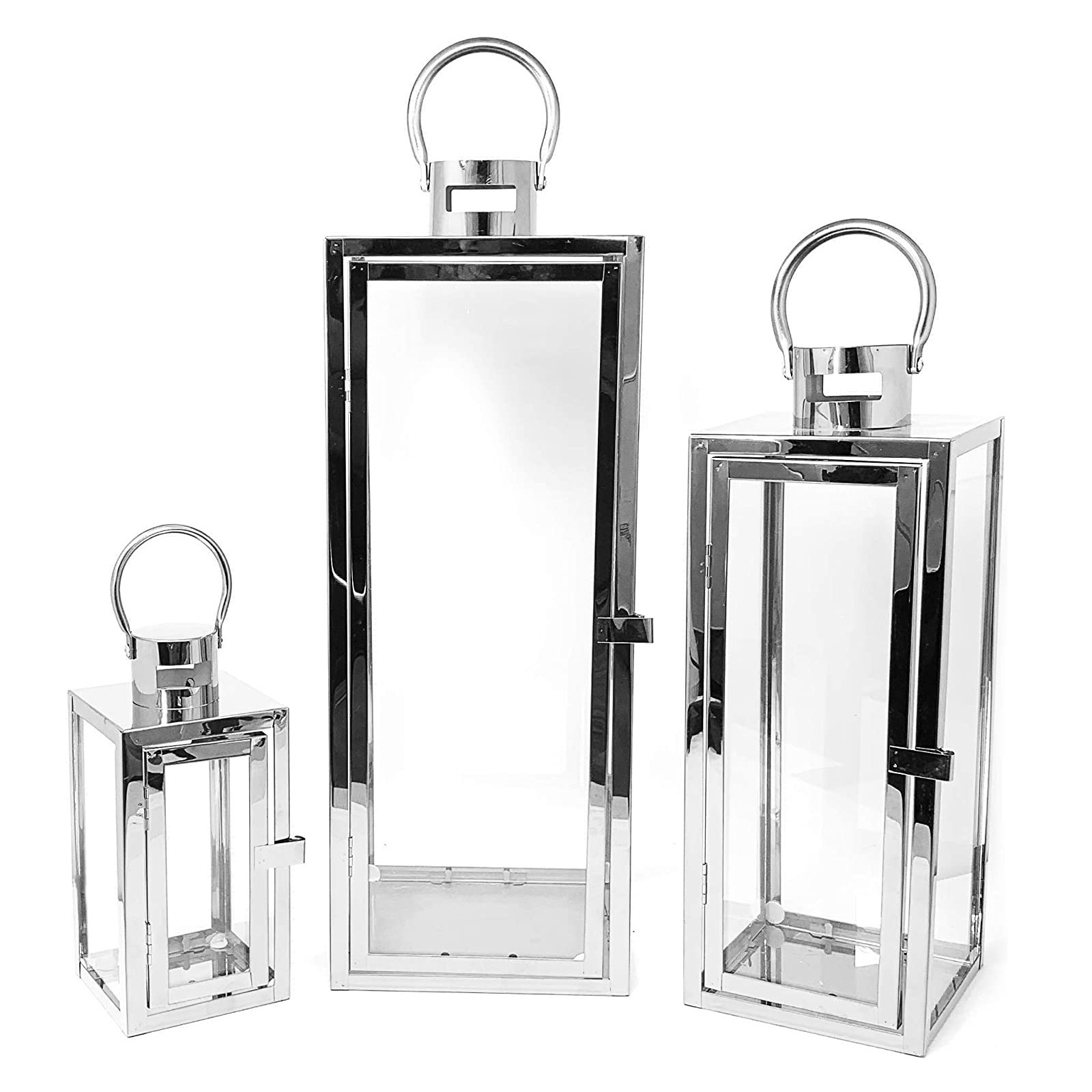 Set Of Three Stainless Steel Lantern Nice Quality handmade Candle Holder Hot Selling Tabletop fancy New Metal Lantern