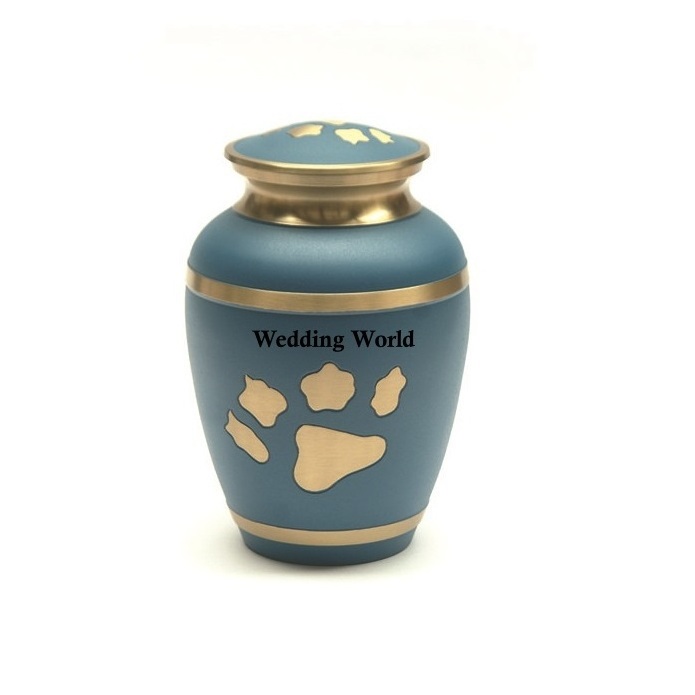 Metal Blue Pet Urns Unique Design Handmade Wholesale Funeral Urn Customized Shape Affordable Best Pet Urns