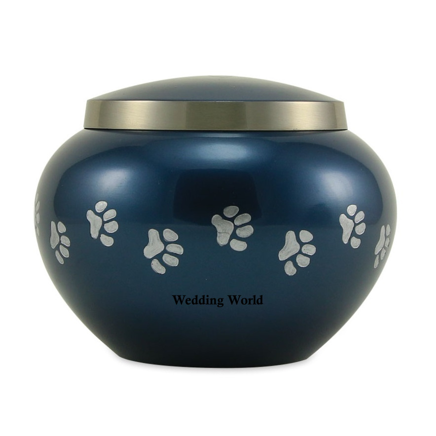 Metal Blue Pet Urns Unique Design Handmade Wholesale Funeral Urn Customized Shape Affordable Best Pet Urns