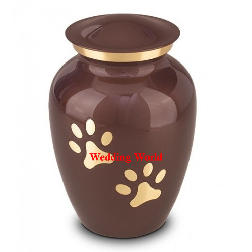 Classic Designer Metal Pet Cremation Urns Round Shape Small Funeral Supplies Urn Black Color Classic Stylish Wholesale Pet Urns