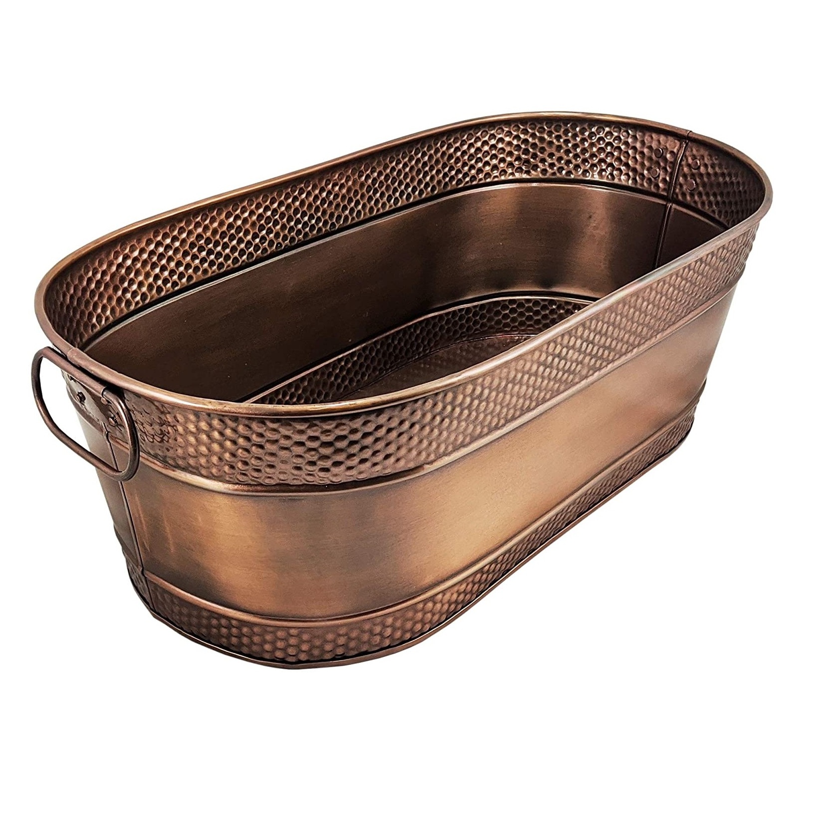 Huge Copper finished planter and flower bucket galvanized metal garden planter with handles