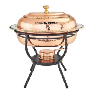 Oval Shape Copper Chafing Dish With Stand Best Quality handmade Food Dish New Arrival Designer Wholesale Metal Food Warmer