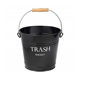 Black Powder Coated Galvanized Trash Bin Premium Quality Handmade Trash Can Classic Stylish Wholesale Decorative Trash Bin