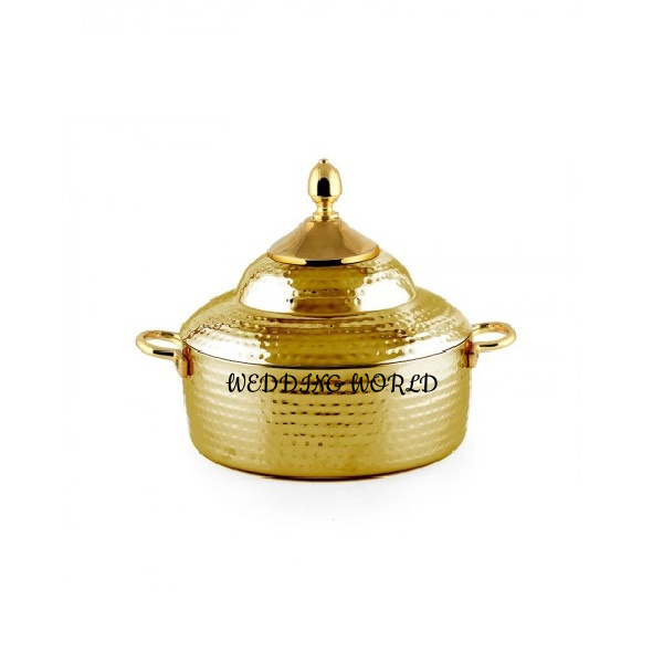 Large Stainless Steel Serving Casserole Restaurant Supplies Handmade Hot Pot Round Shape Luxury Serving Food Warmer From India