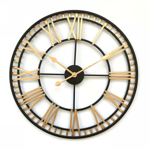 Designer High quality clock Nordic style big round wall clock at low price Roman Vintage style black and golden clock