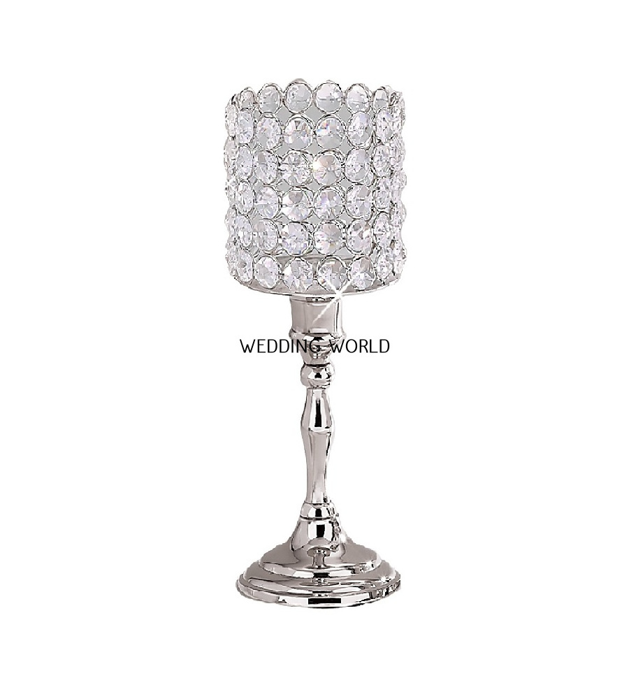 Wedding Decorative Metal Candle Stand High Quality Crystal Beaded Fancy Candle Holder Hot Sale Designer Fancy Candle Pillar