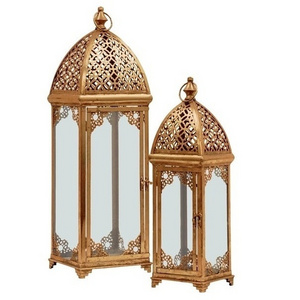 Gold Color Moroccan Lantern High Class Quality Handmade Wholesale Candle Holder Ramadan Decoration Designer Lantern